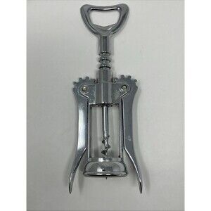 Vintage Italy Metal Corkscrew Wine Bottle Opener Stainless Barware Cork Screw